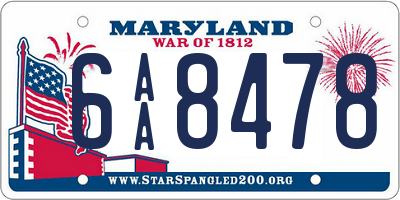 MD license plate 6AA8478