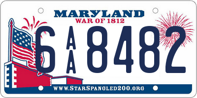 MD license plate 6AA8482