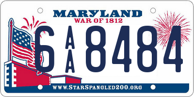 MD license plate 6AA8484