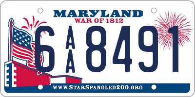 MD license plate 6AA8491