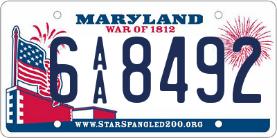 MD license plate 6AA8492