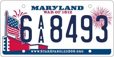 MD license plate 6AA8493