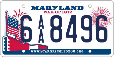 MD license plate 6AA8496