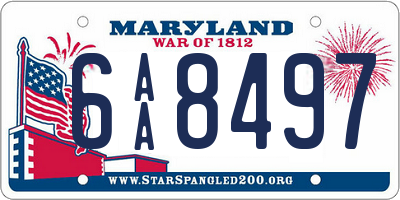 MD license plate 6AA8497