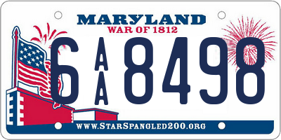 MD license plate 6AA8498