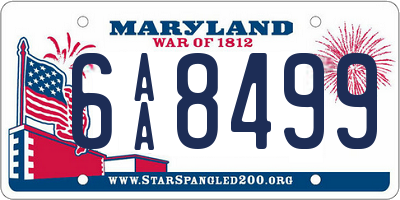 MD license plate 6AA8499