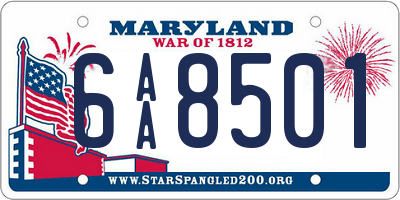 MD license plate 6AA8501