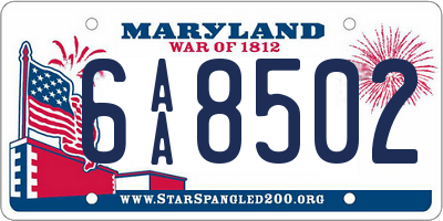 MD license plate 6AA8502