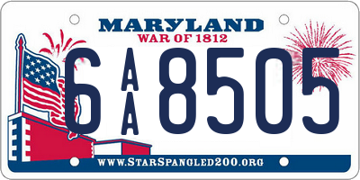 MD license plate 6AA8505