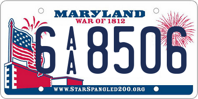 MD license plate 6AA8506