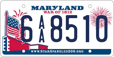 MD license plate 6AA8510