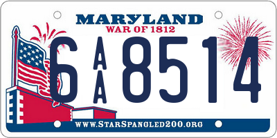 MD license plate 6AA8514