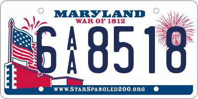 MD license plate 6AA8518