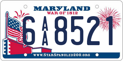 MD license plate 6AA8521