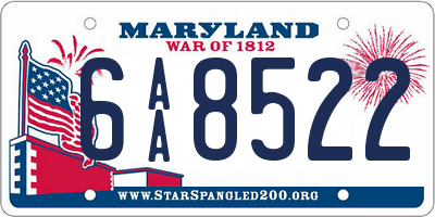 MD license plate 6AA8522