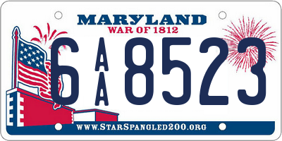 MD license plate 6AA8523