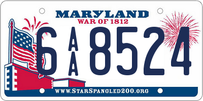 MD license plate 6AA8524