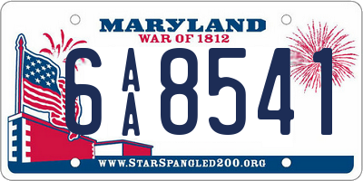 MD license plate 6AA8541