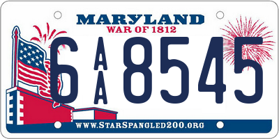 MD license plate 6AA8545