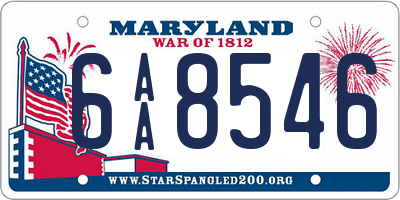 MD license plate 6AA8546