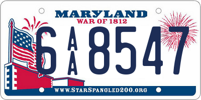 MD license plate 6AA8547