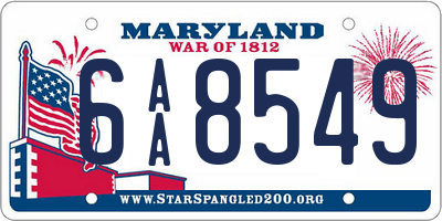 MD license plate 6AA8549