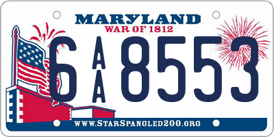 MD license plate 6AA8553