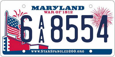 MD license plate 6AA8554