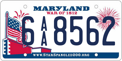 MD license plate 6AA8562