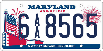 MD license plate 6AA8565