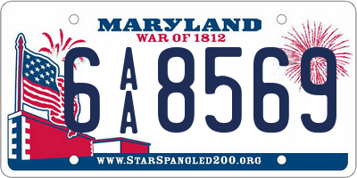 MD license plate 6AA8569