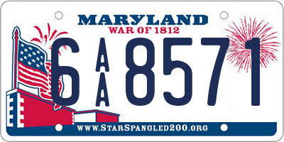 MD license plate 6AA8571