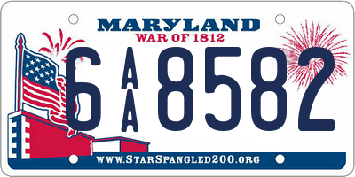 MD license plate 6AA8582