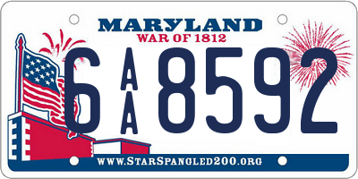 MD license plate 6AA8592