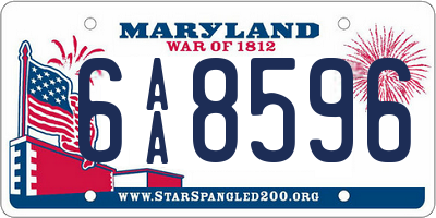 MD license plate 6AA8596