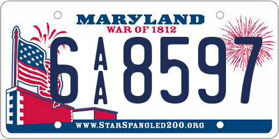 MD license plate 6AA8597