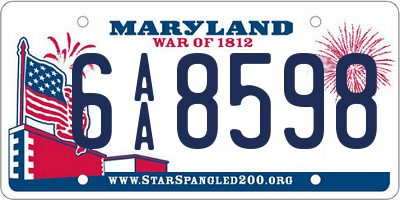 MD license plate 6AA8598