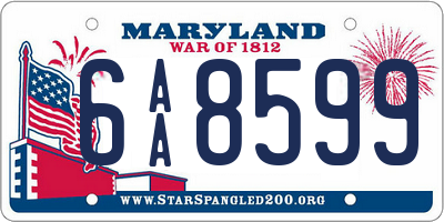 MD license plate 6AA8599