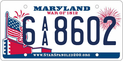 MD license plate 6AA8602