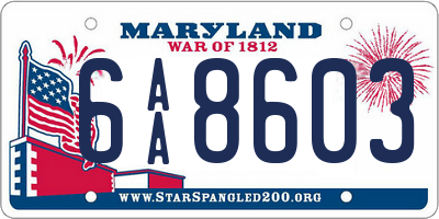 MD license plate 6AA8603