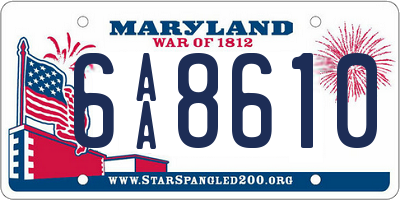 MD license plate 6AA8610