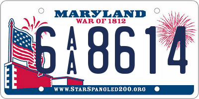 MD license plate 6AA8614