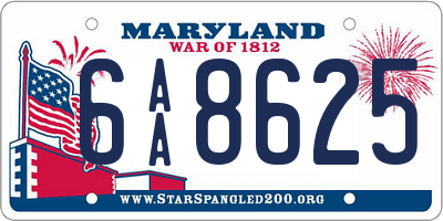 MD license plate 6AA8625