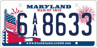 MD license plate 6AA8633