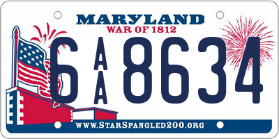 MD license plate 6AA8634