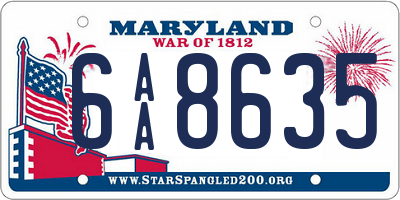 MD license plate 6AA8635