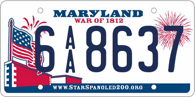 MD license plate 6AA8637