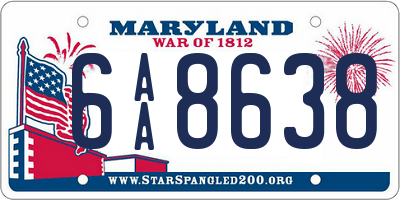 MD license plate 6AA8638