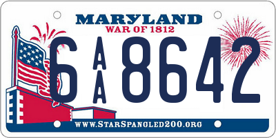 MD license plate 6AA8642