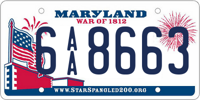 MD license plate 6AA8663